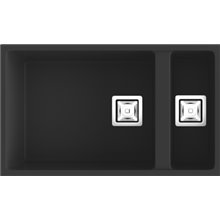 Fregadero de 1 cuba y media Negro Liso 75 x 45cm Zie Poalgi