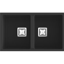 Fregadero de 2 cubas Negro Liso 75 x 45cm Zie Poalgi