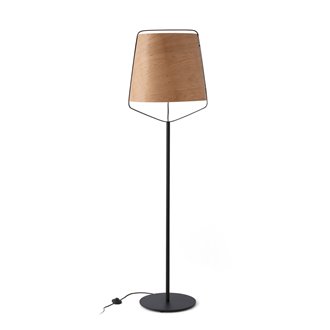 L&aacute;mpara pie negro y madera STOOD 20W Faro