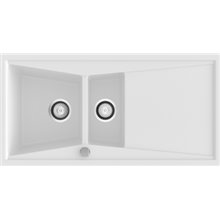 Fregadero de 2 cubas con escurridor Blanco 100 x 51cm Kuma Poalgi