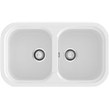 Fregadero de 2 cubas Blanco 81 x 48,5cm Esmeralda Basic Poalgi