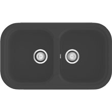 Fregadero de 2 cubas Negro Liso 81 x 48,5cm Esmeralda Basic Poalgi