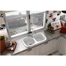 Fregadero de 2 cubas Pergamón 81 x 48,5cm Esmeralda Basic Poalgi
