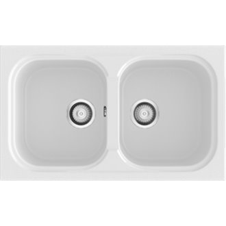 Fregadero de 2 cubas Blanco 80 x 44cm Amatista Basic Poalgi 