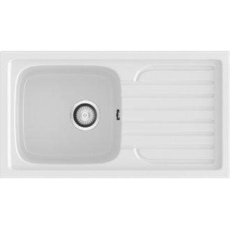Fregadero de 1 cuba con escurridor Blanco 80 x 44cm Topacio Basic Poalgi