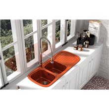 Fregadero de 2 cubas con escurridor Brown 117 x 50,5cm Platino Basic Poalgi 