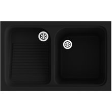 Fregadero de 1 cuba con escurridor Negro 80,2 x 50 cm Cuarzo Basic Poalgi 