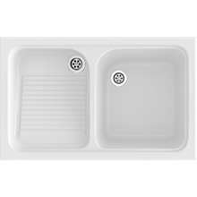 Fregadero de 1 cuba con escurridor Blanco 80,2 x 50 cm Cuarzo Basic Poalgi 