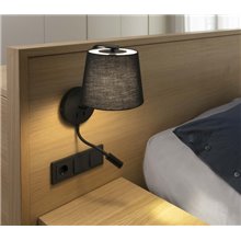 Aplique con lector LED BERNI negro Faro