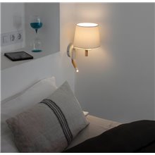Aplique FUSTA blanco con lector LED Faro