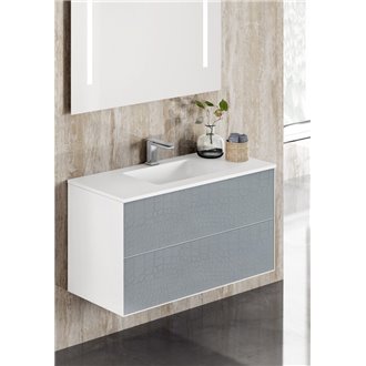 Mueble con lavabo y espejo met&aacute;lico TESLA Doccia