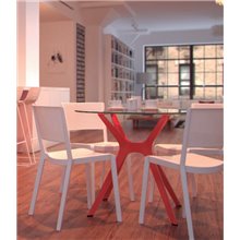 Mesa roja cristal VELA S Ø70 de Resol