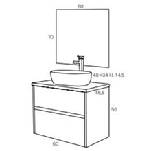 Pack mueble con 2 cajones, lavabo sobreencimera y espejo DECO LINE Sanchis