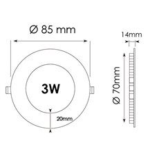 Panel Downlight redondo de 3W