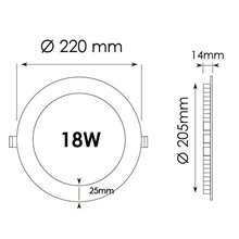 Panel Downlight redondo de 18W