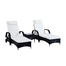 Juego de 2 tumbonas chaise longue y mesa de Outsunny 