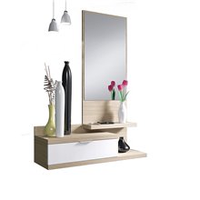 Mueble de recibidor NATURAL con espejo Iberodepot