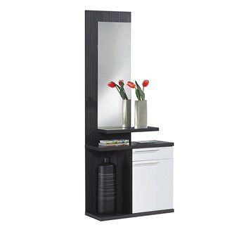 Mueble de recibidor blanco y ceniza con espejo Iberodepot