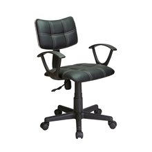 Silla escritorio ruedas y reposabrazos abierto polipiel negra IberoDepot