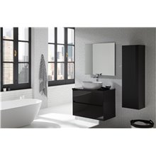Pack mueble de baño negro y lavabo Glass Line Sanchis