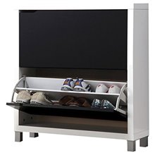 Zapatero KUBOX 2 puertas blanco y negro Iberodepot