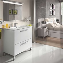 Mueble con lavabo y espejo BLANCO - IBERODEPOT