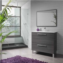 Mueble con lavabo y espejo GRIS CENIZA - IBERODEPOT