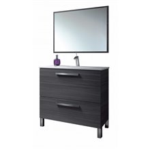 Mueble con lavabo y espejo GRIS CENIZA - IBERODEPOT