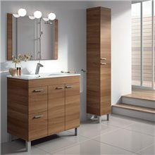 Mueble con lavabo y espejo NOGAL - IBERODEPOT
