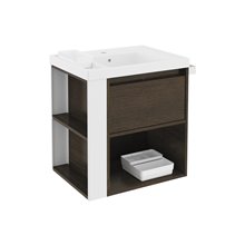 Mueble con lavabo resina 60cm Roble chocolate/Blanco B-Smart BATH+