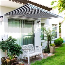 Toldo de pared plegable verde y blanco Outsunny