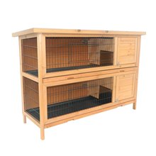 Conejera exterior doble de madera Pawhut