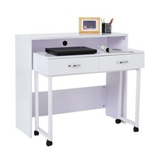 Escritorio doble extraible con ruedas y cajonera Homcom