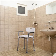Taburete de baño regulable con respaldo Homcom