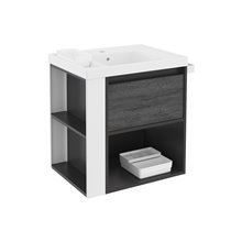 Mueble con lavabo resina 60cm Antracita-Frontal pizarra nature/Blanco B-Smart BATH+