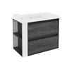 Mueble con lavabo resina 80cm Antracita-Frontal pizarra nature/Blanco 2 cajones B-Smart BATH+