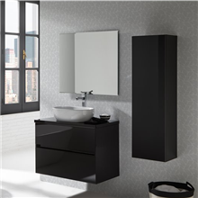 Pack mueble de baño negro y lavabo Glass Line Sanchis