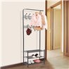 Mueble de recibidor met&aacute;lico con perchero negro HomCom