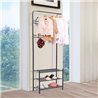 Mueble de recibidor met&aacute;lico con perchero negro HomCom