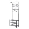 Mueble de recibidor met&aacute;lico con perchero negro HomCom