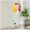 Mueble de recibidor met&aacute;lico con perchero blanco HomCom