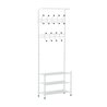 Mueble de recibidor met&aacute;lico con perchero blanco HomCom