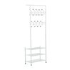 Mueble de recibidor met&aacute;lico con perchero blanco HomCom
