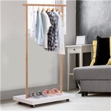 Perchero de madera y blanco con ruedas HomCom