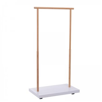 Perchero de madera y blanco con ruedas HomCom