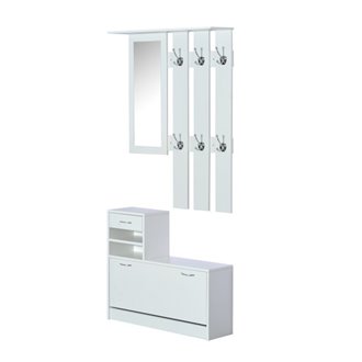 Mueble de recibidor blanco con espejo HomCom