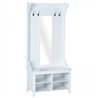 Mueble de recibidor con perchero y espejo blanco HomCom