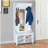 Mueble de recibidor con perchero y espejo blanco HomCom