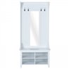 Mueble de recibidor con perchero y espejo blanco HomCom