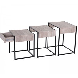 Set de 3 mesas nido efecto madera Homcom